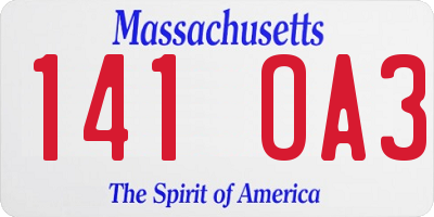 MA license plate 141OA3
