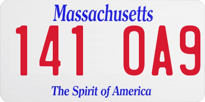 MA license plate 141OA9