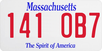 MA license plate 141OB7