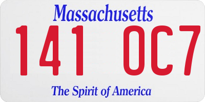 MA license plate 141OC7