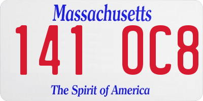 MA license plate 141OC8