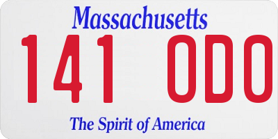 MA license plate 141OD0