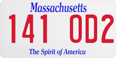 MA license plate 141OD2