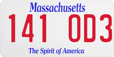 MA license plate 141OD3