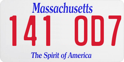 MA license plate 141OD7