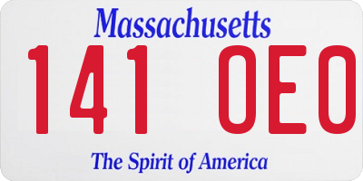 MA license plate 141OE0