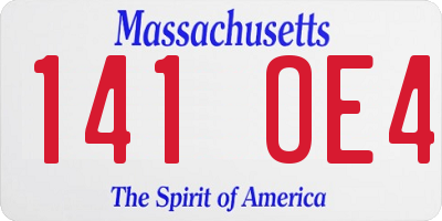 MA license plate 141OE4