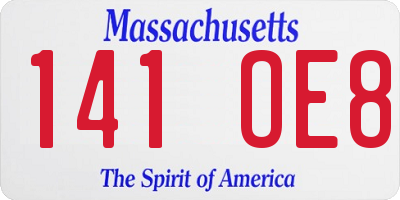 MA license plate 141OE8