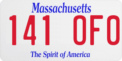 MA license plate 141OF0
