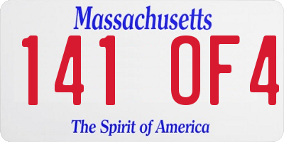 MA license plate 141OF4