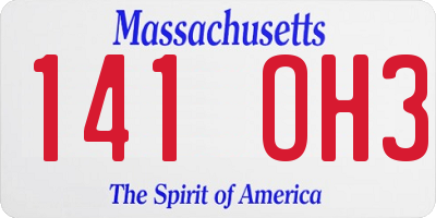 MA license plate 141OH3
