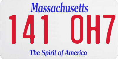 MA license plate 141OH7