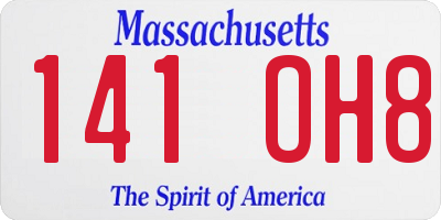 MA license plate 141OH8