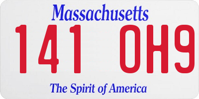 MA license plate 141OH9