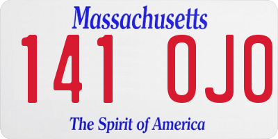 MA license plate 141OJ0