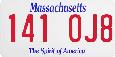 MA license plate 141OJ8