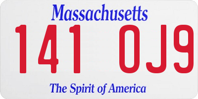MA license plate 141OJ9