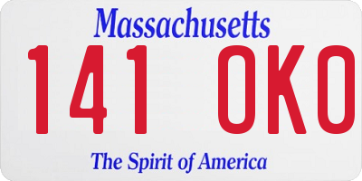 MA license plate 141OK0