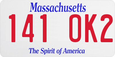 MA license plate 141OK2