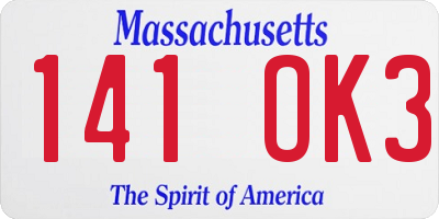 MA license plate 141OK3