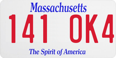 MA license plate 141OK4