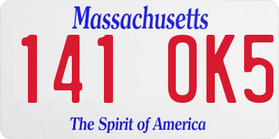 MA license plate 141OK5