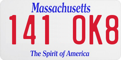 MA license plate 141OK8