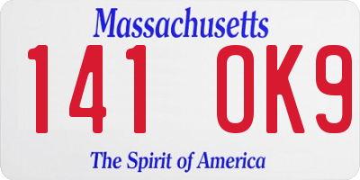 MA license plate 141OK9