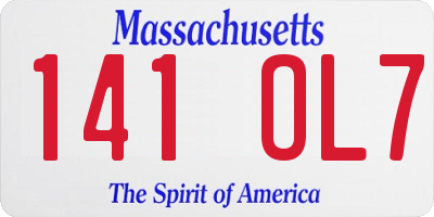 MA license plate 141OL7