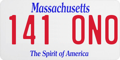 MA license plate 141ON0