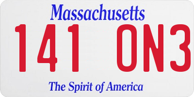 MA license plate 141ON3