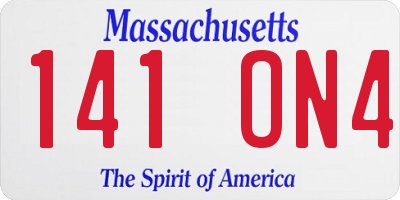 MA license plate 141ON4