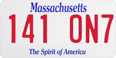MA license plate 141ON7