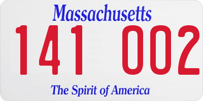 MA license plate 141OO2