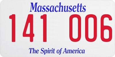 MA license plate 141OO6