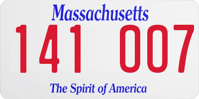 MA license plate 141OO7