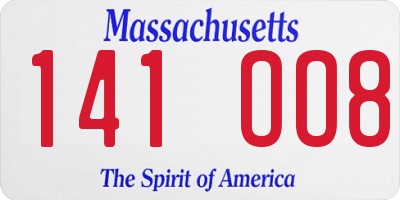 MA license plate 141OO8