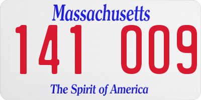 MA license plate 141OO9