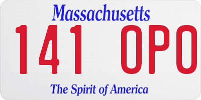 MA license plate 141OP0
