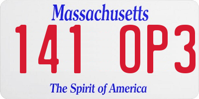 MA license plate 141OP3