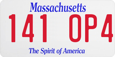 MA license plate 141OP4