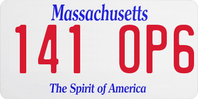 MA license plate 141OP6