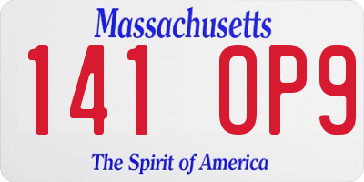 MA license plate 141OP9