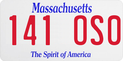 MA license plate 141OS0