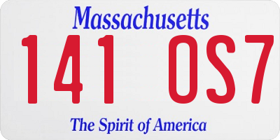 MA license plate 141OS7