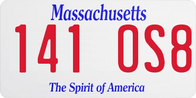 MA license plate 141OS8