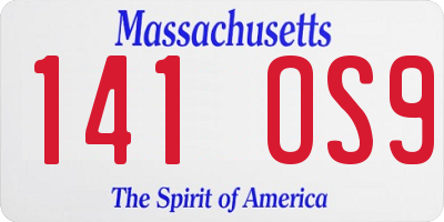 MA license plate 141OS9