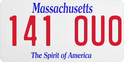 MA license plate 141OU0