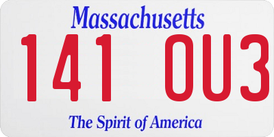 MA license plate 141OU3