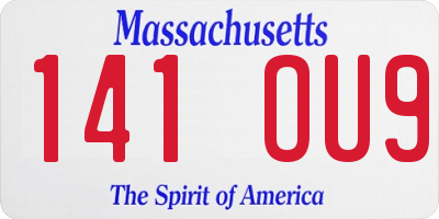 MA license plate 141OU9